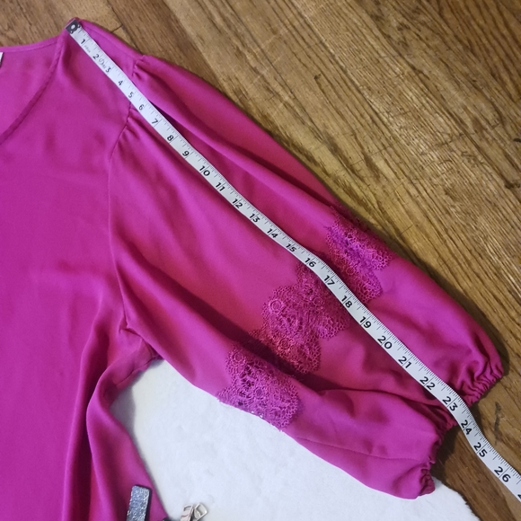 Cato • Women's Magenta Pink High-Low Puff Sleeve Tunic Top - Picture 11 of 14